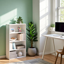 White Wooden Book Shelf with Four Open Wooden Shelves for Modern Interiors