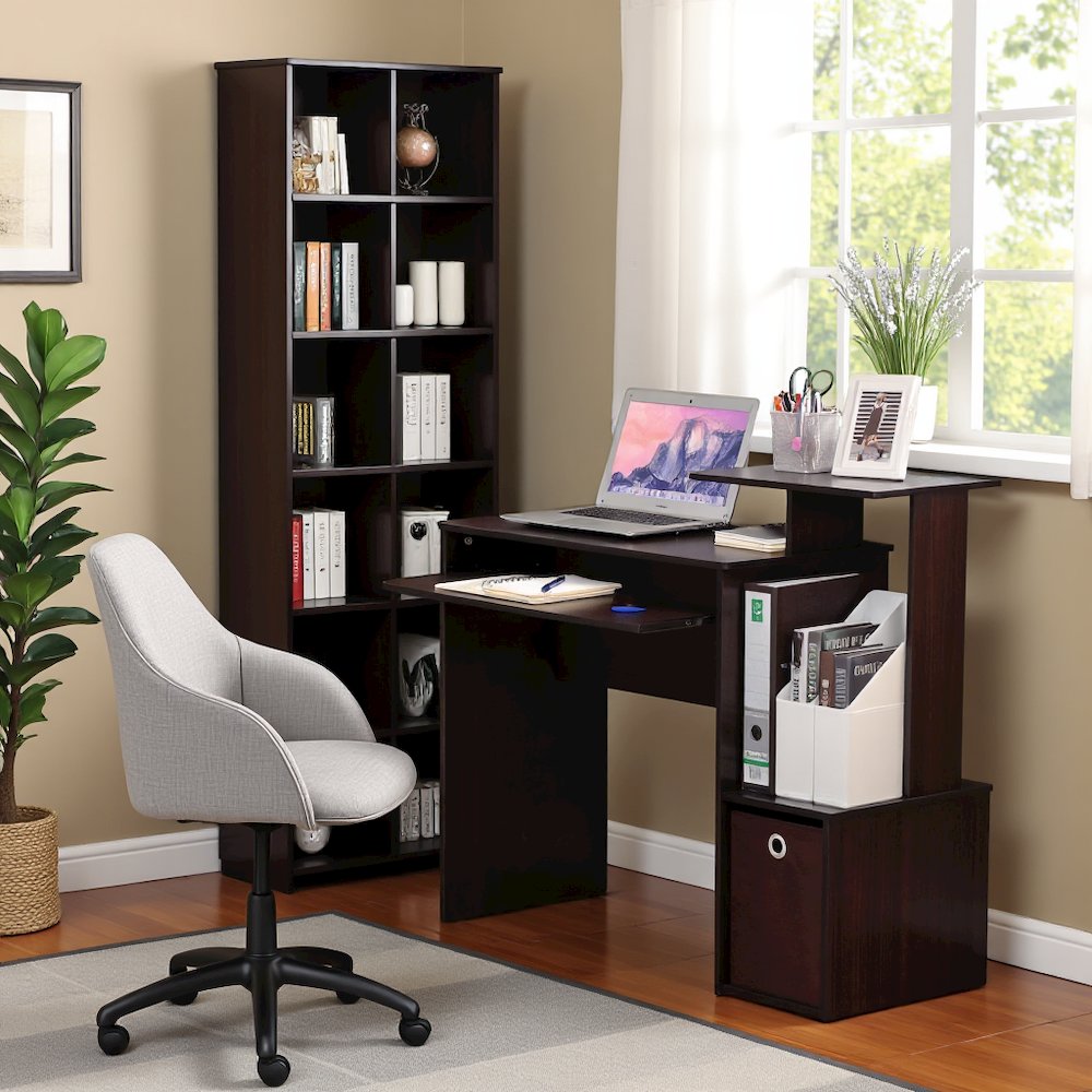 Brown Wooden Office Desk with Storage, Writing Desk and Study Desk Design