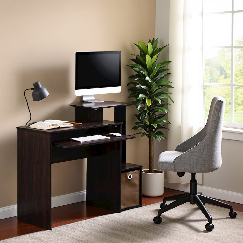 Brown Wooden Office Desk with Storage, Writing Desk and Study Desk Design