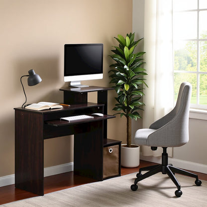 Brown Wooden Office Desk with Storage, Writing Desk and Study Desk Design