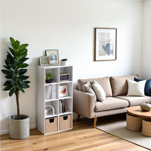 White Engineered Wood 8 Cube Storage Organizer with Open Back Shelves