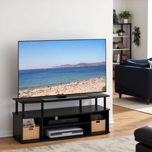 Black TV Stand with 3 Open Shelves, 2 Cabinets, for Up to 55 Inch TV