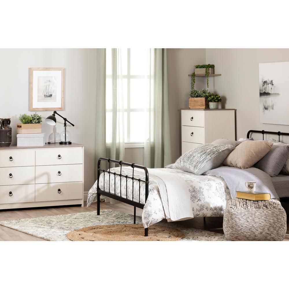 Plenny 6-Drawer Double Dresser, White Wash and Weathered Oak, W52 x D19 x H31.25