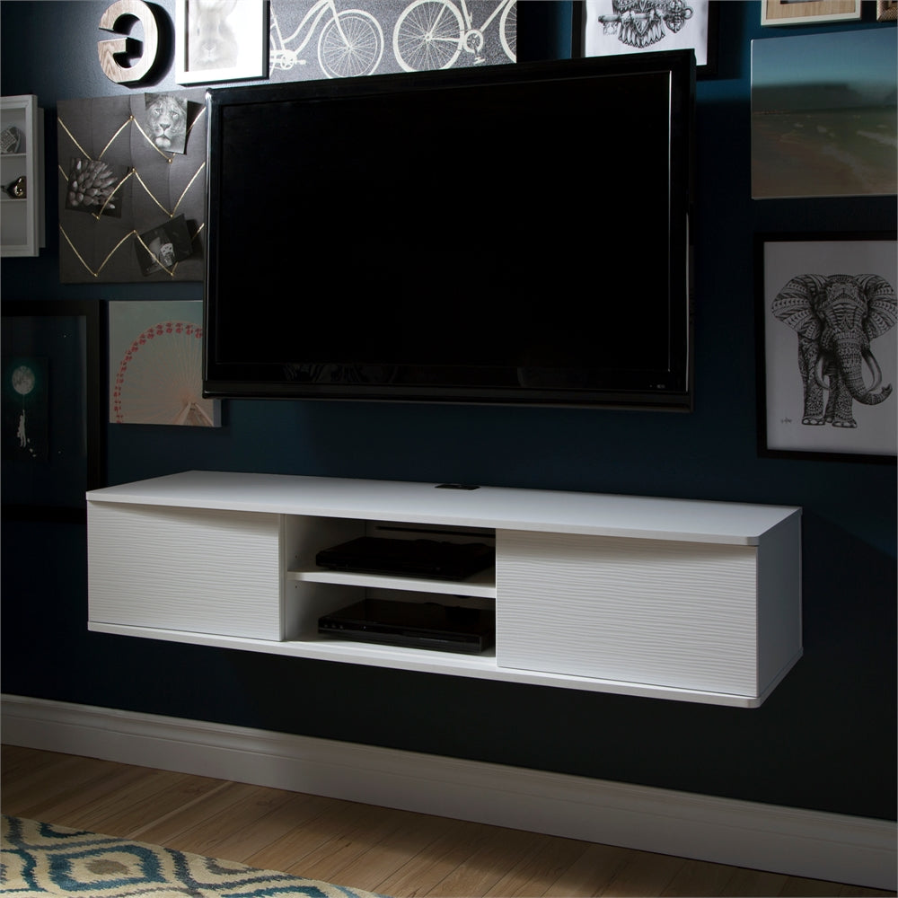 South Shore Agora 56" Wide Wall Mounted Media Console, Pure White