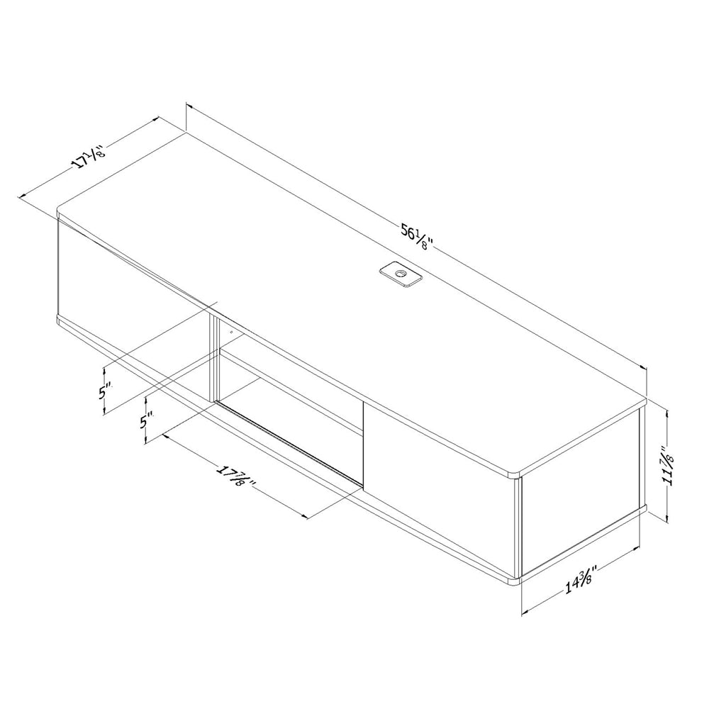 South Shore Agora 56" Wide Wall Mounted Media Console, Pure White