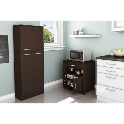 South Shore Axess Microwave Cart on Wheels, Chocolate