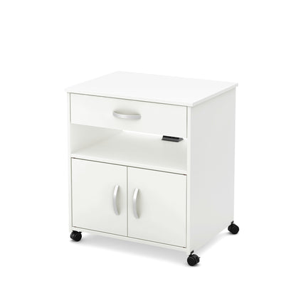 South Shore Axess Microwave Cart on Wheels, Pure White