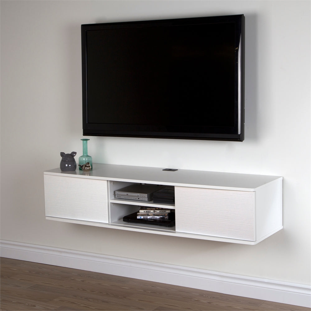 South Shore Agora 56" Wide Wall Mounted Media Console, Pure White
