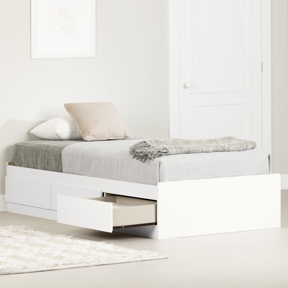 Munich Mates Bed with 3 Drawers, Pure White