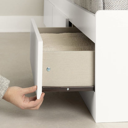 Munich Mates Bed with 3 Drawers, Pure White