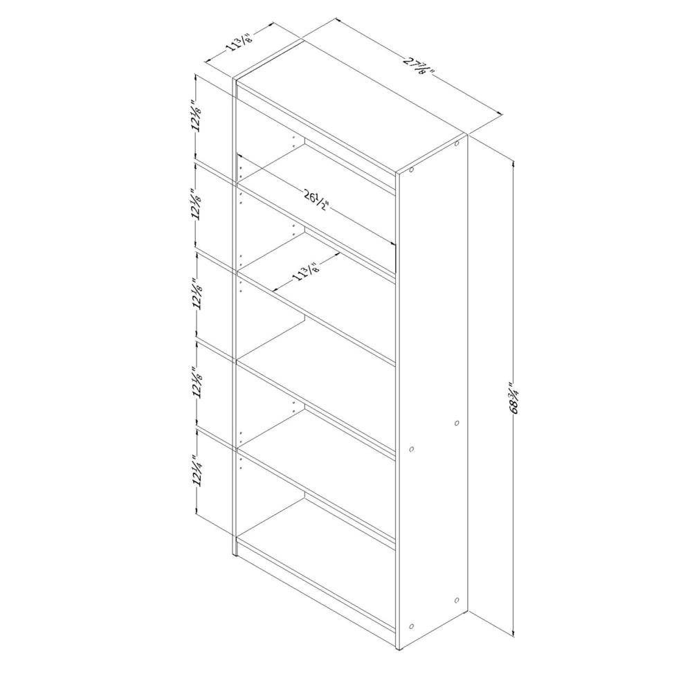 Axess 5-Shelf Bookcase, Pure Black