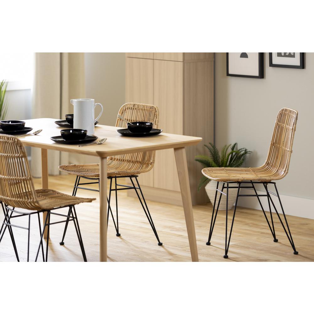 Balka Rattan Dining Chair, Set of 2, Rattan and Black