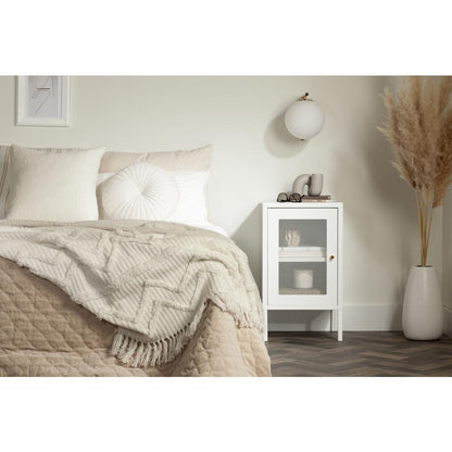 Kodali Metal Mesh 1-Door Nightstand, White