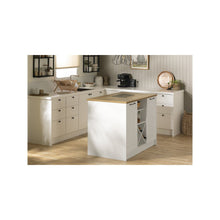 Toscano Kitchen Island, White and Maple Nutmeg