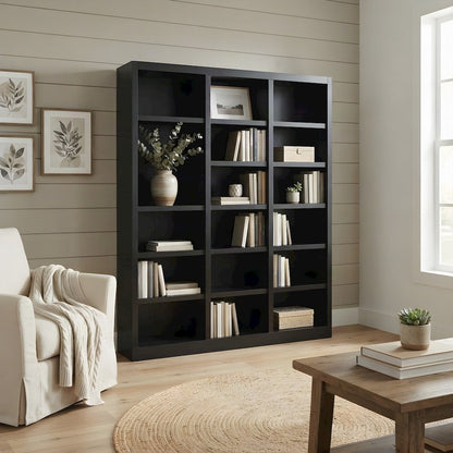 Espresso Wall Storage Unit with Adjustable Shelves and Sturdy Design