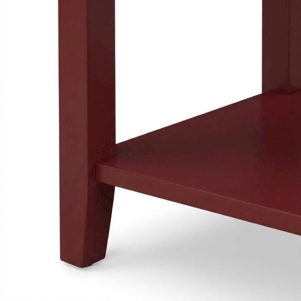 Burgundy Mid Century Night Stand with Single Drawer and Sturdy Design