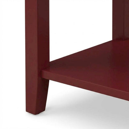 Burgundy Mid Century Night Stand with Single Drawer and Sturdy Design