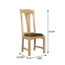 Natural Finish Leather Upholstered Side Chair Set of 2