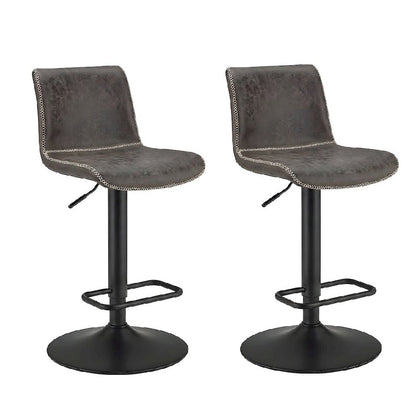 Faux Leather Low-Back Gaslift Bar Stool with Swivel Bucket Seat, Set of 2