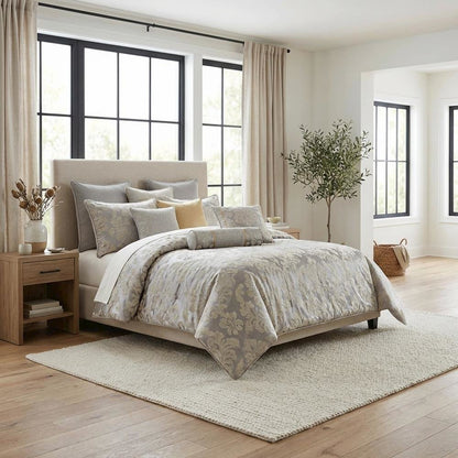 Assisi 9-Piece Queen Comforter Set - Platinum