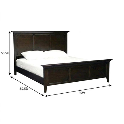 Cherry Brown Finish Platform Bed with Solid Mahogany in Transitional Style