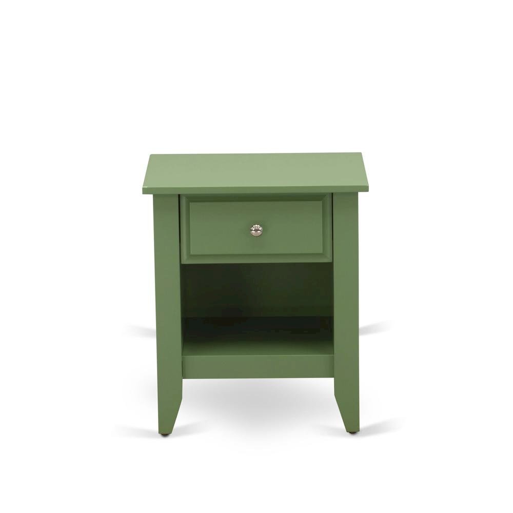 Clover Green Mid Century Nightstand with Wooden Drawer and Sturdy Build