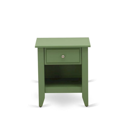 Clover Green Mid Century Nightstand with Wooden Drawer and Sturdy Build