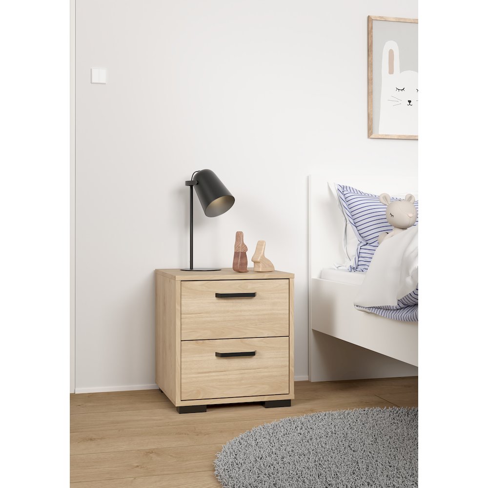 Sofia 2 Drawer Nightstand, Jackson Hickory