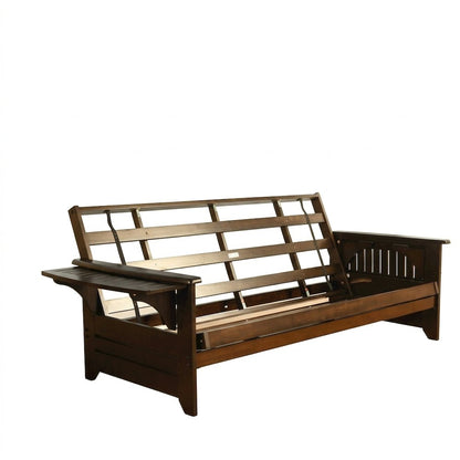 Espresso Color Futon with Sturdy Frame and Large Sleeping Area
