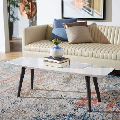 Home Collection Josiah Mid-Century Modern White and Dark Brown Coffee Table