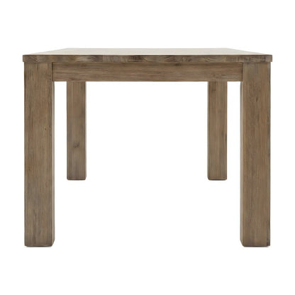 Solid Acacia Rectangular Dining Table with Trestle Base, Brushed Smoke