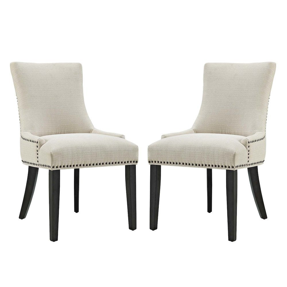Fabric Upholstered Parsons Dining Side Chairs, Beige, Set of 2
