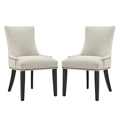 Fabric Upholstered Parsons Dining Side Chairs, Beige, Set of 2