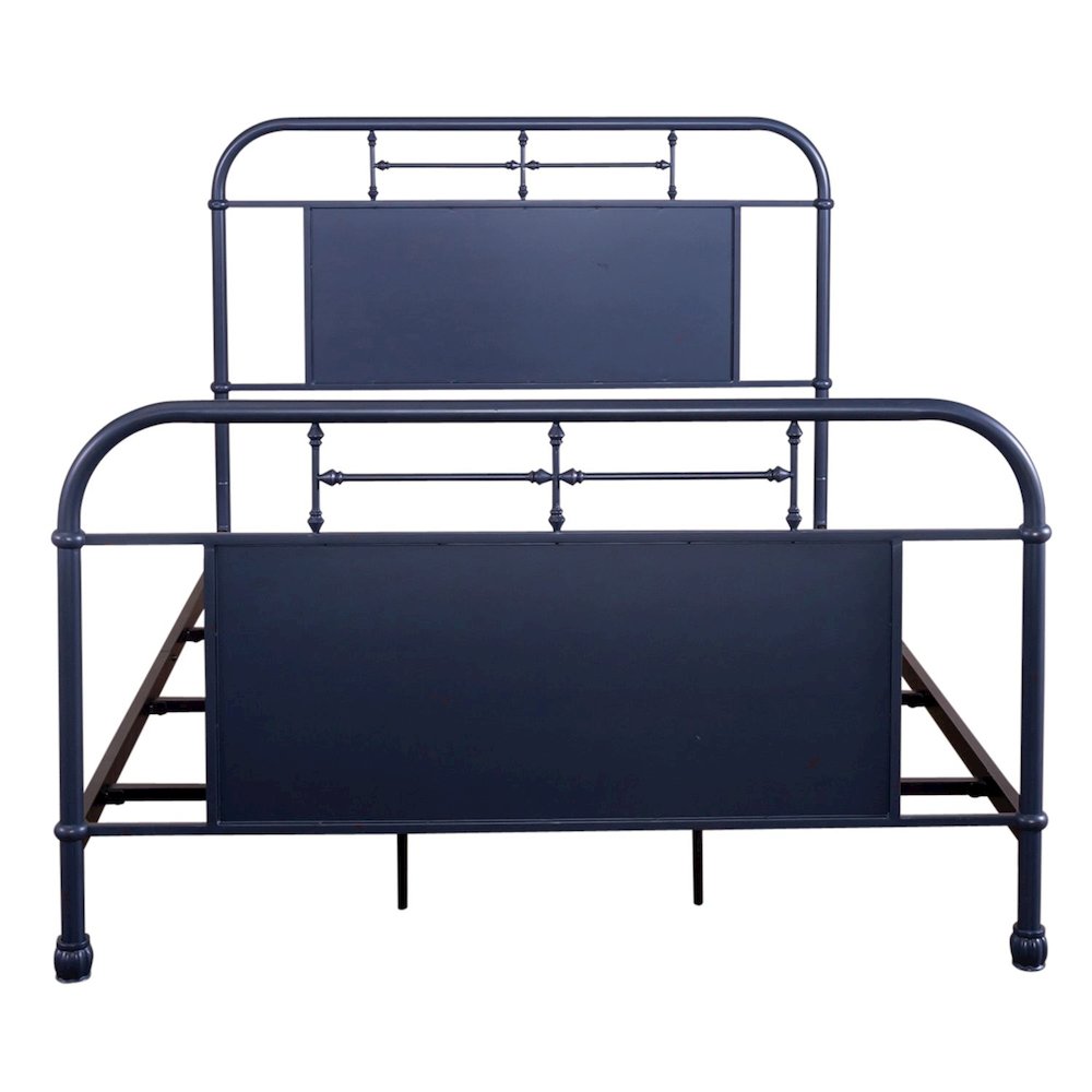 Vintage Series Queen Metal Bed- Navy in Distressed Metal