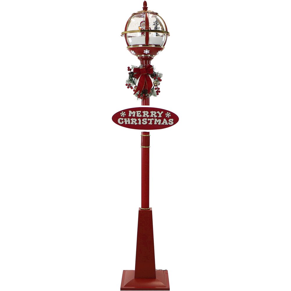 FHF 69" Santa Snow Globe Lantern w/ Let It Snow & Merry Christmas signs