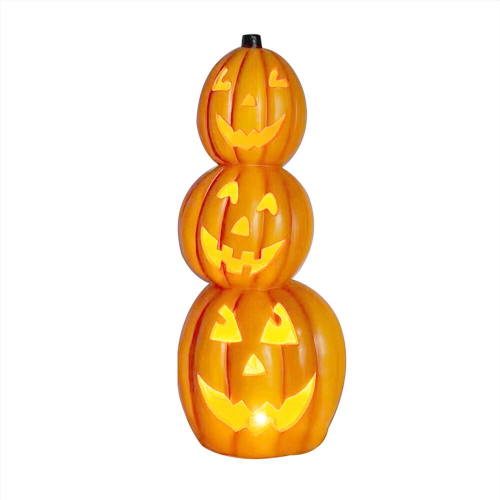 HHF 36" MGO Flame Flash 3-Stack Jack O' Lanterns w/ Warm White LED