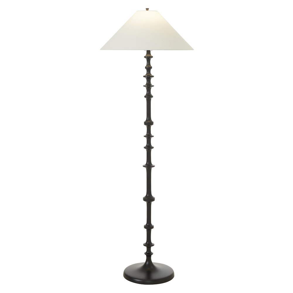 Petrus 62.5" Tall Matte Black Floor Lamp with Tapered Linen Shade
