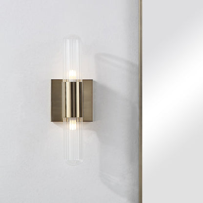 Chiara 15.75" Ribbed Clear 2-Light Wall Sconce