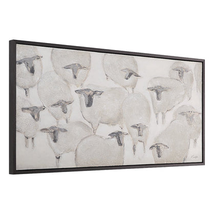 Shah 60" Wide Canvas Art With Wood Frame, Dark Grey