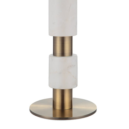 Pirot 27" Tall Antique Brushed Brass Iron Table Lamp With Tapered Linen Shade