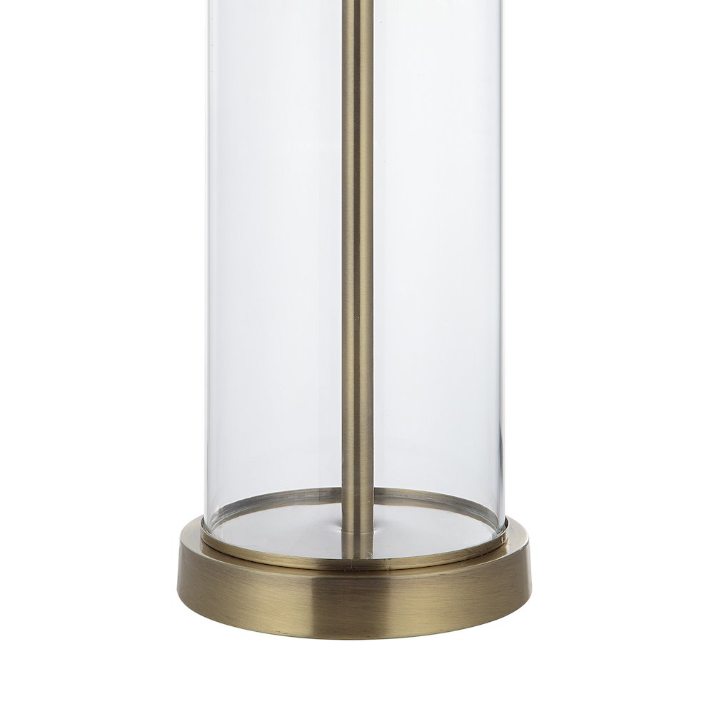 Saco 28" Tall Satin Brass Glass Table Lamp With Drum Linen Shade (Set Of 2)
