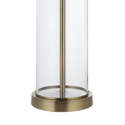 Saco 28" Tall Satin Brass Glass Table Lamp With Drum Linen Shade (Set Of 2)