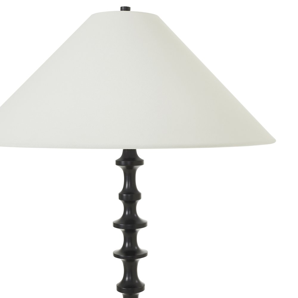 Petrus 62.5" Tall Matte Black Floor Lamp with Tapered Linen Shade