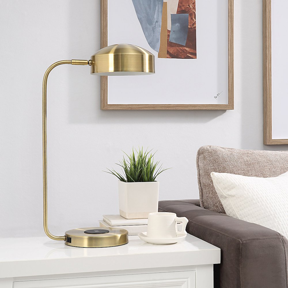 Riesco 22.5" Length Desk Lamp, Antique Brass