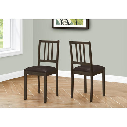 Dining Chair, Set Of 2, Side, Upholstered, Kitchen, Dining Room, Brown Leather