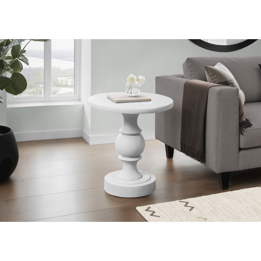 Accent Table, 25H, End, Nightstand, Round, Side Table, White, Transitional