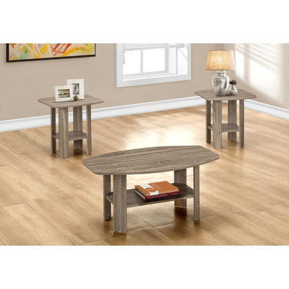 Table Set, 3pcs Set, Coffee, End, Side, Accent, Living Room, Brown Laminate