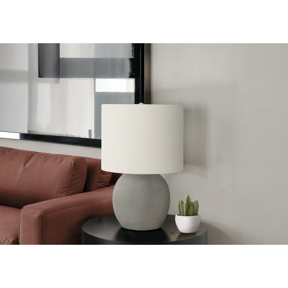 ="Lighting, 20""H, Table Lamp, Grey Concrete, Ivory / Cream Shade, Contemporary