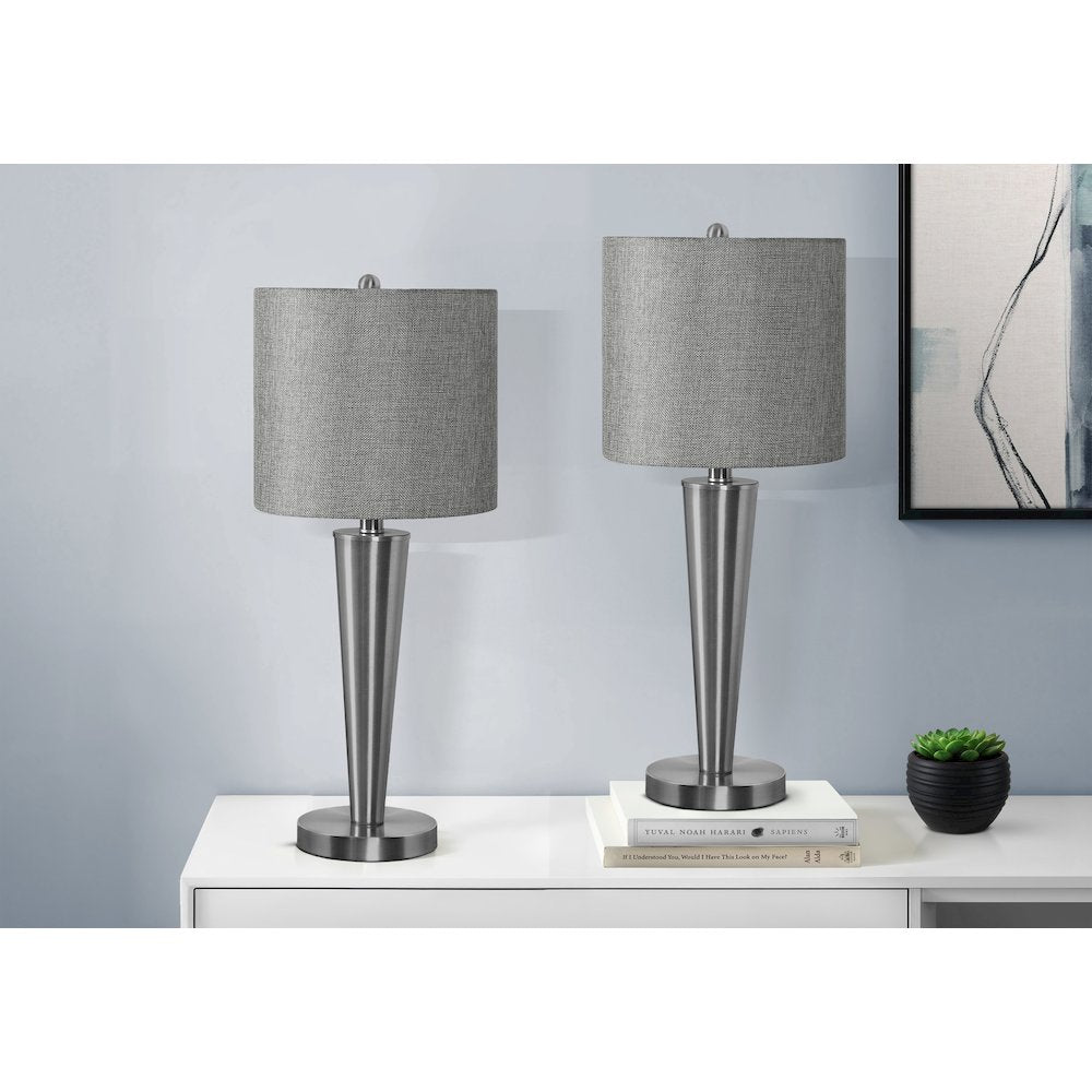 Lighting, Set Of 2, 24H, Table Lamp, Usb Port Included, Nickel