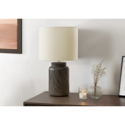 17"H, Table Lamp, Brown Resin, Ivory / Cream Shade, Contemporary, Modern